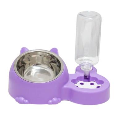 Imagem de Comedouro e bebedouro Duplo Automático Para Cachorro E Gato pets (Lilas)