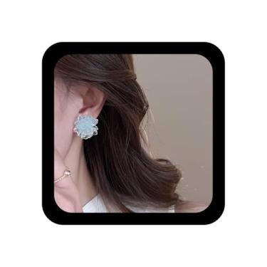 Imagem de Xduargs Brincos de flor de acrílico Boho de resina acrílica vintage flor floral brinco floral de casamento para mulheres (azul), Zinco, Sem pedra preciosa