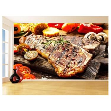 Imagem de Papel De Parede Alimentos Carne Churrasco Bife 3,5M Al286 - Você Decor