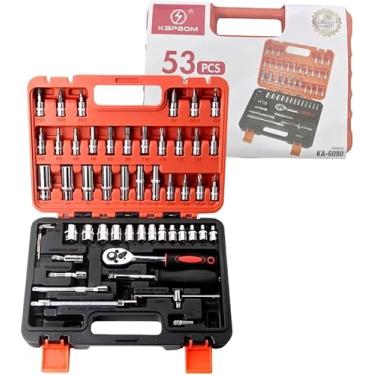 Imagem de Jogo de Soquetes 53 Peças com Catraca Reversível, Bits e Maleta Completa para Manutenção Automotiva, Doméstica e Reparos Gerais