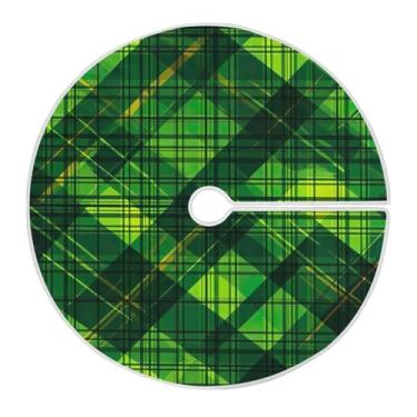 Imagem de ATTX Saia de árvore com estampa xadrez verde 120 cm, enfeites de árvore de Natal, para decoração de feriado do dia de São Patrício (107)