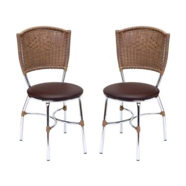 Imagem de Conjunto 2 Cadeiras De Jantar Com Assento Estofado Multimóveis Cr50131 Marrom