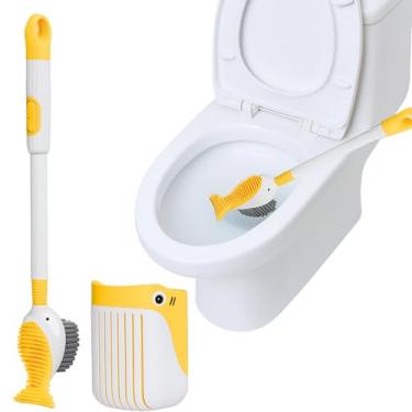Imagem de Escova Sanitária Para Banheiro Formato De Baleia Com Suporte — Escova De Vaso Sanitário Privada, Escovinha De Banheiro E Vassourinha De Vaso (Amarelo)