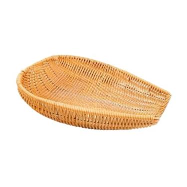 Imagem de YWJLQH Cesta de frutas, bandeja, pá de lixo, cesta de pão trançada à mão, imitação de rattan para servir, escorrer e secar alimentos em casa.
