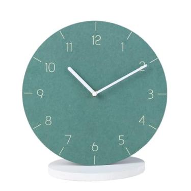 Imagem de Relógio de parede Relógio de parede com painel colorido, estilo nórdico minimalista, funcionamento silencioso e alimentado por bateria para decoração de casa(Green face with yellow lettering)