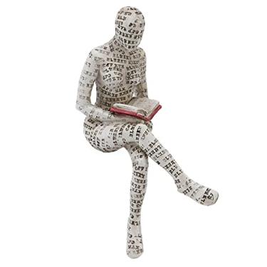 Imagem de Estink Estatueta de Mulher de Leitura de Resina, Escultura de Leitura Feminina Pintada à Mão Com Texturas Vívidas para Decoração de Casa, Ornamentos de Estante (E)