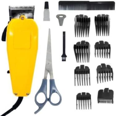 Imagem de Máquina de Cortar Cabelo Profissional - Motor Potente e Lâmina Inox - Kit 8 Pentes - Para Barbearia e Uso Doméstico