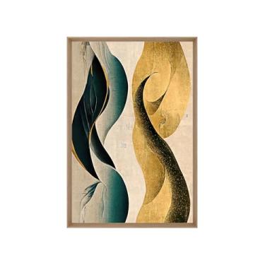 Imagem de Quadro Decorativo com Vidro Sala Hall Quarto 64x94cm Bege Abstrato 2