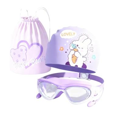Imagem de Dynwave Touca de Natação Infantil com Óculos de Natação, Ideal para Mergulho e Esportes Aquáticos. Possui Ampla Visão e Antivazamento. Perfeita para Banho