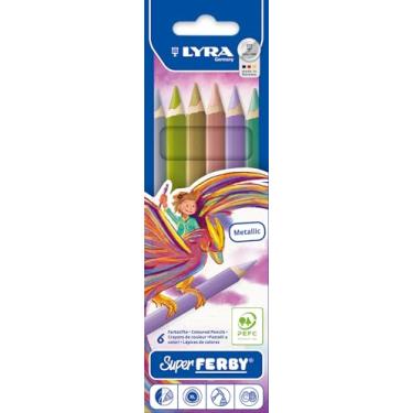 Imagem de LYRA Lápis de cor triangular gigante Super Ferby, lacado, núcleo de grafite de 6,25 mm, conjunto de 6 lápis, cores sortidas (3721160)