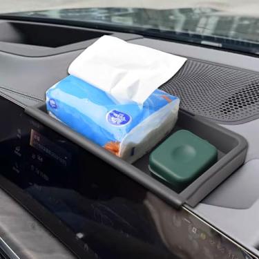 Imagem de RUNROAD Bandeja organizadora de armazenamento de painel compatível com acessórios BMW X5 G05 / X6 G06 / X7 G07 2023-2025, placa de painel ABS atrás da tela bandeja de armazenamento montada no painel