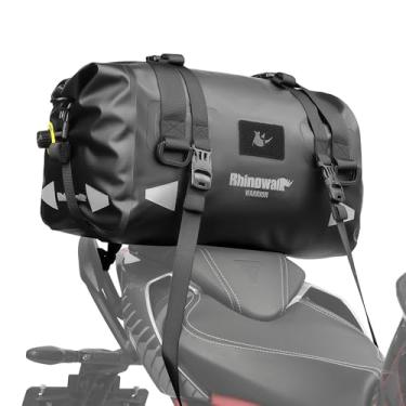 Imagem de Rhinowalk Bolsa para selim de motocicleta 20L – Bolsa traseira 100% impermeável com fecho magnético de rolo, mochila conversível