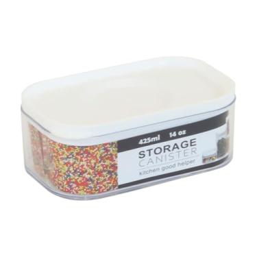Imagem de Pote Hermético a Vácuo, Plástico Transparente com Tampa Branca, 425ml, 14oz, Canister para Armazenamento de Alimentos, 4,6 x 5,9 x 17,7cm