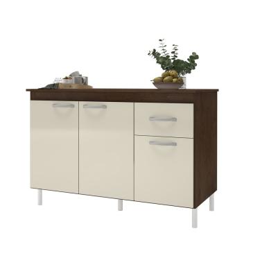 Imagem de Balcão Para Pia 1,20mts Brasil Com Tampo Noce / Off White - Indekes