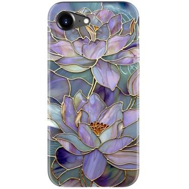 Imagem de Goodon Capa fofa para iPhone 16e - Compatível com carregamento sem fio - Capa rígida de camada dupla + capa de silicone - Capa protetora para celular com designs modernos para mulheres - Lotus