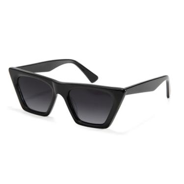 Imagem de JRLLFD Óculos de sol femininos grandes da moda, armação de acetato, polarizados, para mulheres, tons UV400 (preto)