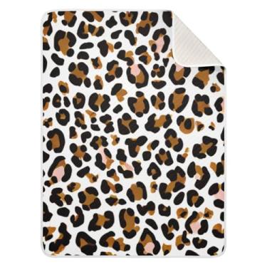 Imagem de WELLDAY Cobertor de bebê para meninos e meninas - Cobertores de bebê marrom branco leopardo, cobertores macios respiráveis para cama de berçário 76 x 101 cm