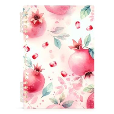 Imagem de Burbuja Caderno Romãs, papel pautado universitário A5 com 60 folhas, fichário para escritório, 1 pacote