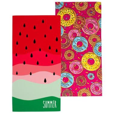 Imagem de Kit 2 Toalhas de Praia Banhão Teka Málaga 75x150 cm Estampa:ML-DT
