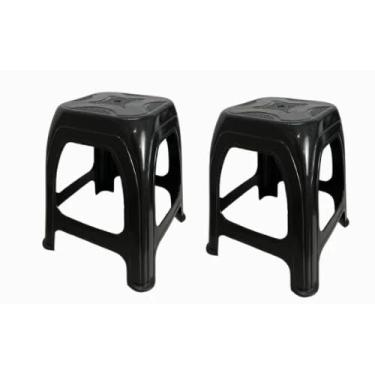 Imagem de Kit 6 Banqueta de Plástica Preto Resistente Suporta Até 120kg Banco Banquinho para Bar Cozinha(KIT 2UN)