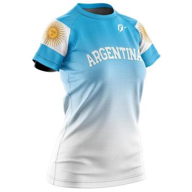 Imagem de Camiseta Baby Look Filtro UV Argentina Bandeira OverFame Azul Claro-Feminino
