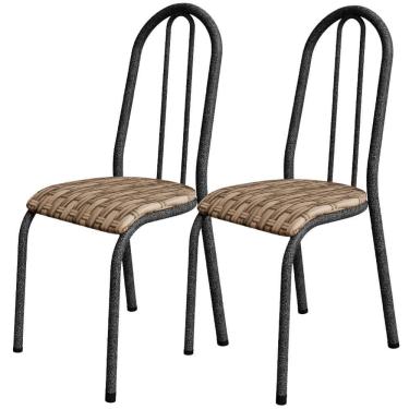 Imagem de Kit 02 Cadeiras Tubular America 056 Cromo Preto Assento Rattan Artef Rattan