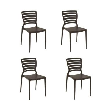 Imagem de Kit 4 Cadeiras Sofia Marrom Tramontina Encosto Vazado Horizontal 92237/109