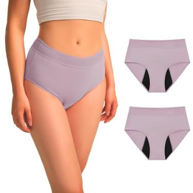 Imagem de BATTEWA Roupa íntima feminina para incontinência, cintura alta, à prova de vazamento, proteção pós-parto, de algodão lavável, cobertura total (2 blush, GG, pacote com 2)