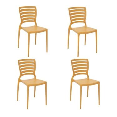 Imagem de Kit 4 Cadeiras Sofia Laranja Tramontina Encosto Vazado Horizontal 92237/090