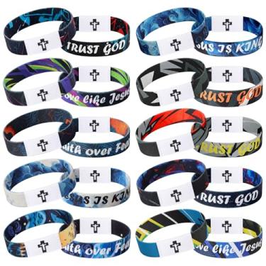 Imagem de Huquary 10 pulseiras de versículo bíblico com função NFC para mulheres, homens, adultos, adolescentes, presente cristão Jesus, 7.09 x 0.59 inches / 18 x 1.5 cm, poliéster e elástico, Sem Pedra