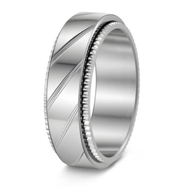 Imagem de Udolfly Anéis de ansiedade para homens e mulheres, anéis de alívio de estresse para adultos, anéis de aço de titânio, 10, Metal, Sem pedra preciosa