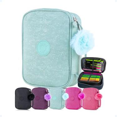 Imagem de Estojo Grande Box Jumbo Escolar C/ Divisórias Compartimentos - Hxt, Ve