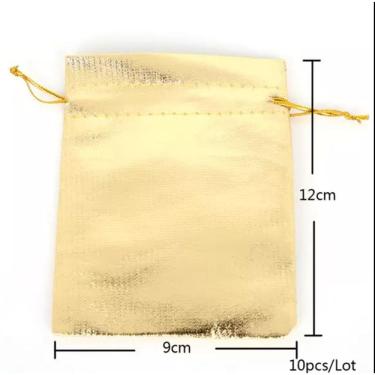 Imagem de Kit 100 Saco Embalagem Dourado Anel Brinco 9X12 U1718