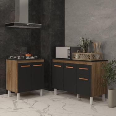 Imagem de Balcão Para Cooktop 4 Bocas Fran e Armário Aline 118 cm Cozinha Gabine