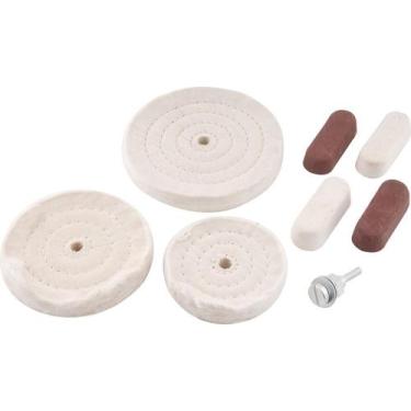 Imagem de Jogo roda de pano para polimento com pasta 8 peças Vonder