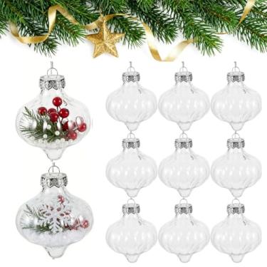 Imagem de Didiseaon Enfeites de Natal em gota de água de plástico transparente, 12 peças, bolas de enchimento para árvore de Natal, bolas de plástico transparente para decoração de casa e festa de casamento