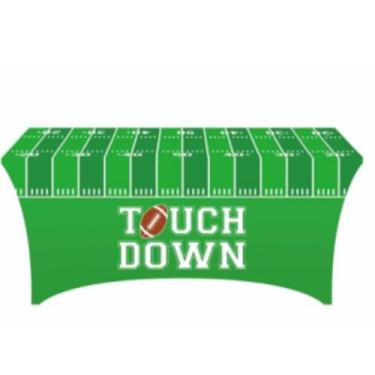 Imagem de Moukeren Toalha de mesa descartável para festas com tema de futebol, 137 x 182 cm, toalha de mesa descartável de plástico, toalha de mesa verde à prova d'água, para aniversário, esportes, jogos