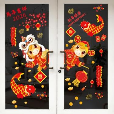 Imagem de Glenmal 1 conjunto de adesivos de janela de ano novo lunar chinês 2026 ano do cavalo para decoração de escritório em casa do festival da primavera