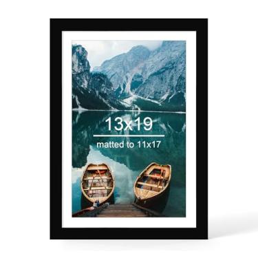 Imagem de Hongkee Porta-retrato 33 x 48, estilo madeira preta - pôsteres 28 x 43 com tapete ou 33 x 48 sem tapete, montagem na parede horizontal e vertical, 1 pacote