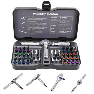 Imagem de Conjunto de chaves de fenda magnética 40 em 1, conjunto de chaves de fenda magnéticas DIY com alça de catraca destacável, kit de ferramentas de reparo de precisão portátil para móveis, eletrônicos