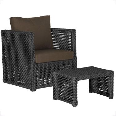 Imagem de Mesa E 1 Poltrona Madri Corda Náutica Estofado 9 Trama Preto