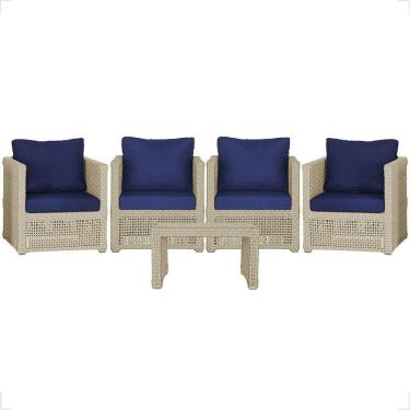 Imagem de Mesa E 4 Poltronas Madri Corda Náutica Estofado 10 Trama Rami
