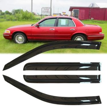 Imagem de 4 peças originais de proteção de chuva para janela de montagem externa, defletores de vento laterais, viseiras de janela de ventilação adequadas para 92-11 Mercury Grand Marquis 98-11 Ford Crown Vic