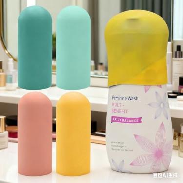 Imagem de Capas de silicone para viagem, pacote com 4 ou 8, mangas elásticas à prova de vazamento, duráveis para artigos de higiene pessoal, frascos de xampu, bagagem de cruzeiro, 4 peças