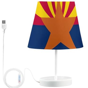 Imagem de TSENQUE Candeeiro de mesa lateral floral personalizado bonito lâmpadas de cabeceira USB para mesinhas de cabeceira LED regulável lâmpada noturna quente para quarto de crianças Arizona State Nationa