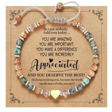 Imagem de HETICA Presentes inspiradores para mulheres, aniversário, pedra natural, pulseira inspiradora, coleção Thinking of You Get Well Soon, presente para mulheres, amigas, irmãs, Medium, Pedra, Sem Pedra