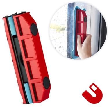 Imagem de Limpa Vidros Magnético Porta Janelas Box Rodo Mágico Imã Cor:Vermelho