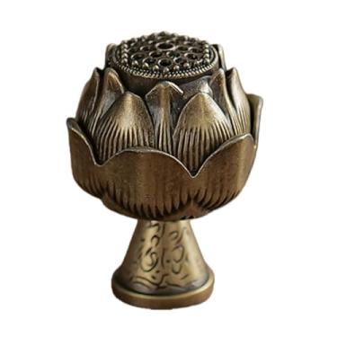 Imagem de Suporte de incenso elegante – queimador de incenso de furo único de liga de zinco design lótus com base removível para decoração de casa e meditação