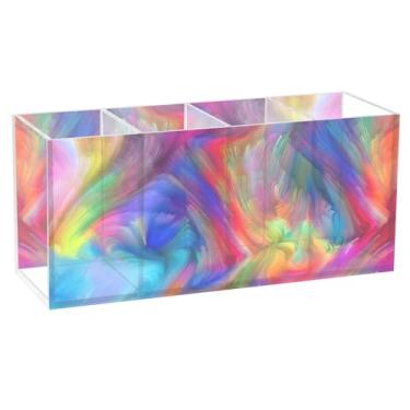 Imagem de TSENQUE Arte abstrata moderna e colorida, suporte para canetas, arte em acrílico, lápis, pincel de maquiagem, copo decorativo, material de escritório, decoração