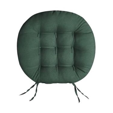 Imagem de Almofada Redonda P/Cadeira Sofá Banco Decoração Oxford Futton Futon 40x40cm almofada para cadeira para Cadeira Sofá e Banco com Amarração Assento Decorativo(Verde Militar)
